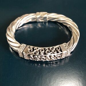 Silpada Sterling Silver 925 Hinged Filigree Twisted Square Bangle Bracelet